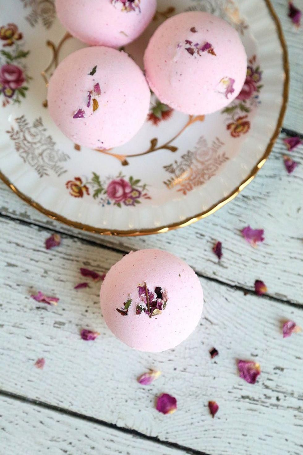 DIY Rose Bath Bombs spa day