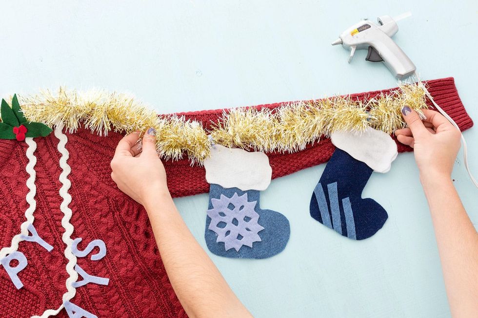 DIY Ugly Christmas Fireplace Sweater Dress diy ugly sweater dresses