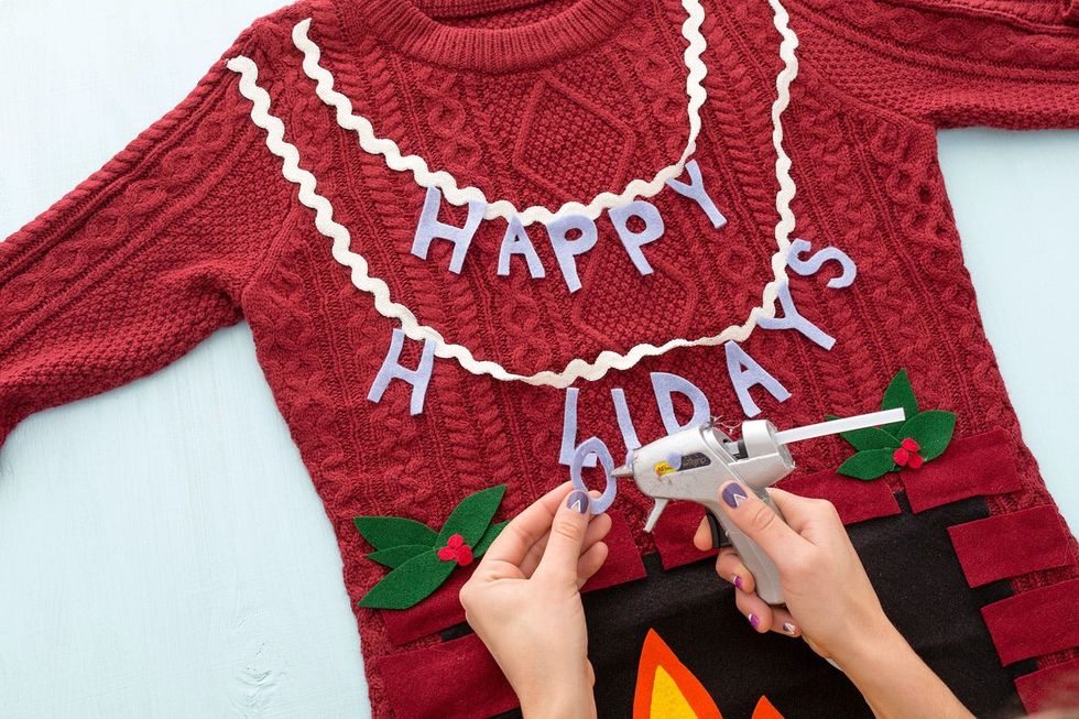 DIY Ugly Christmas Fireplace Sweater Dress