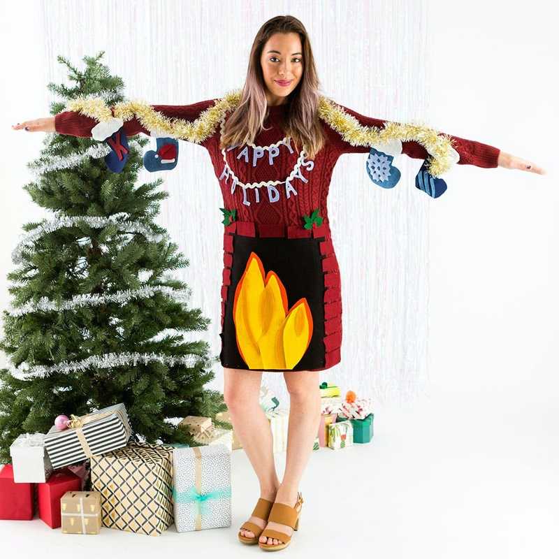 ugly christmas party dress Kocowoo Women's Ugly Christmas V Neck Oversize Sweater Dress Long Sleeve Loose Holiday Knit Xmas Mini Dress. Black at Amazon Women's Clothing store