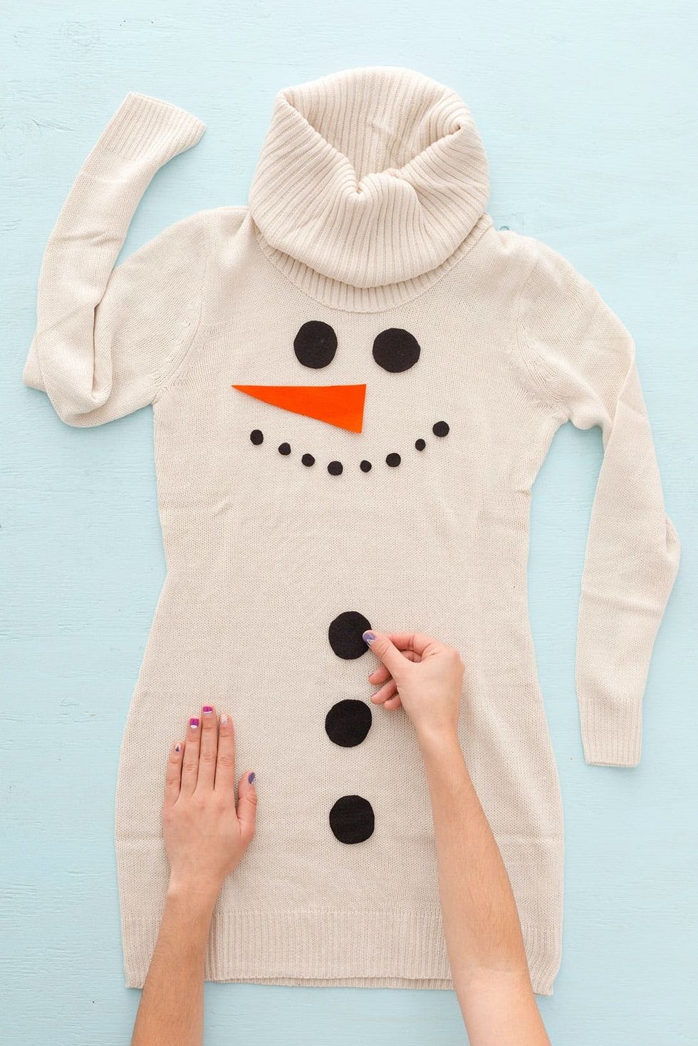 DIY Ugly Christmas Snowman Sweater Dress