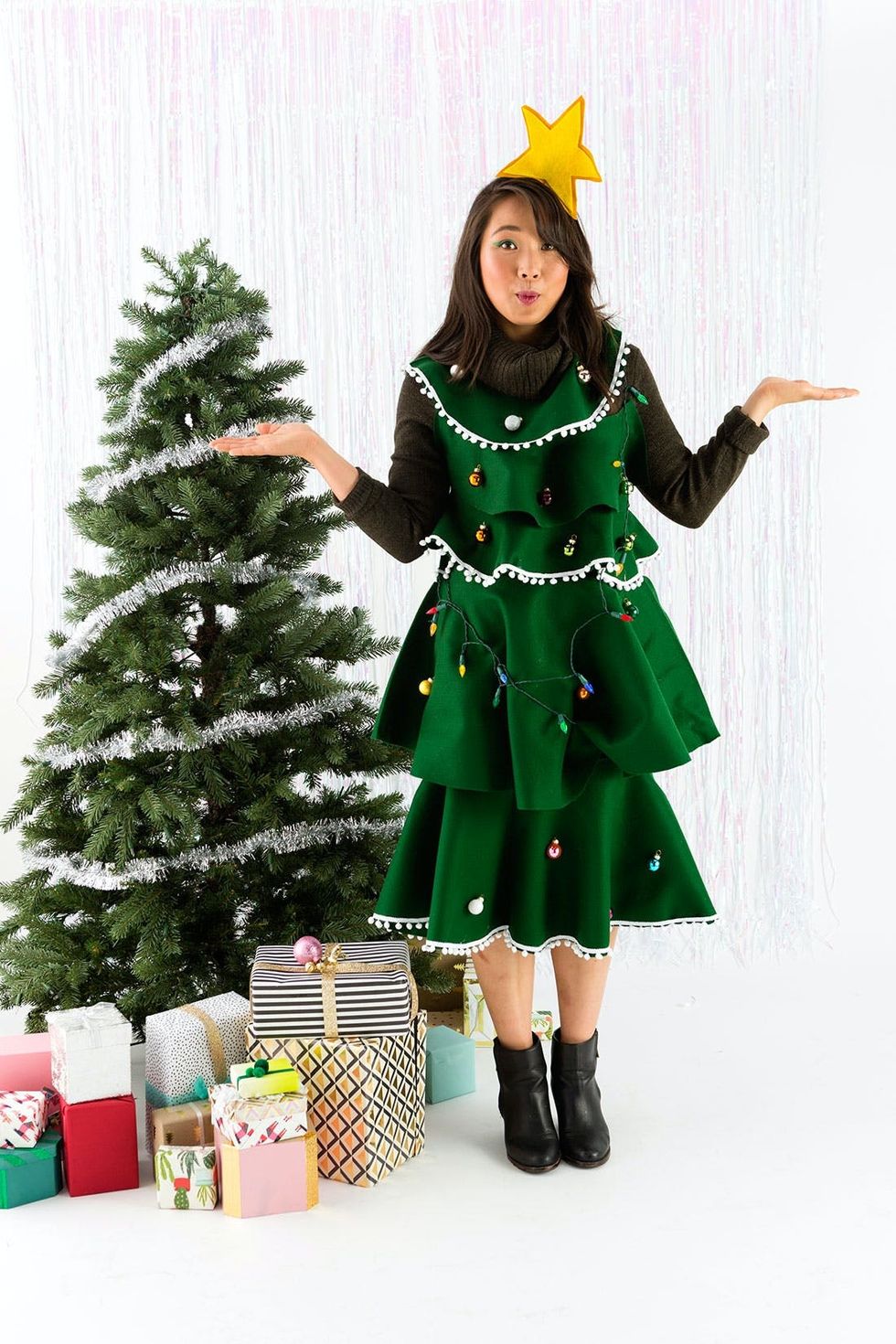 DIY Ugly Christmas Tree Sweater Dress