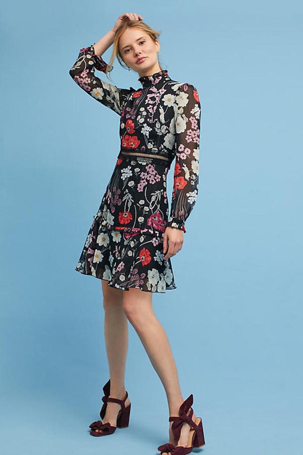 Donna Morgan Floral High-Neck Dress