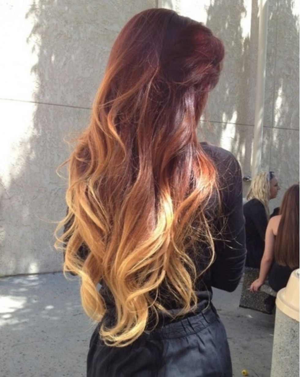 Dramatic Red Ombre Balayage Hair