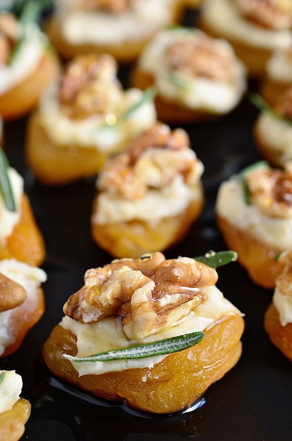 Dried Apricot and Blue Cheese Canap\u00e9s with Walnuts