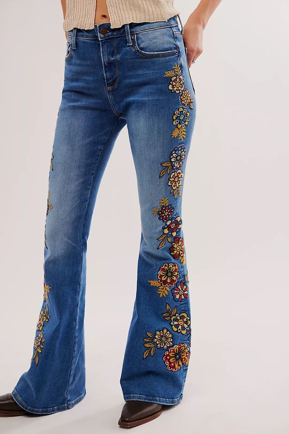 Driftwood Embroidered Flare Jeans