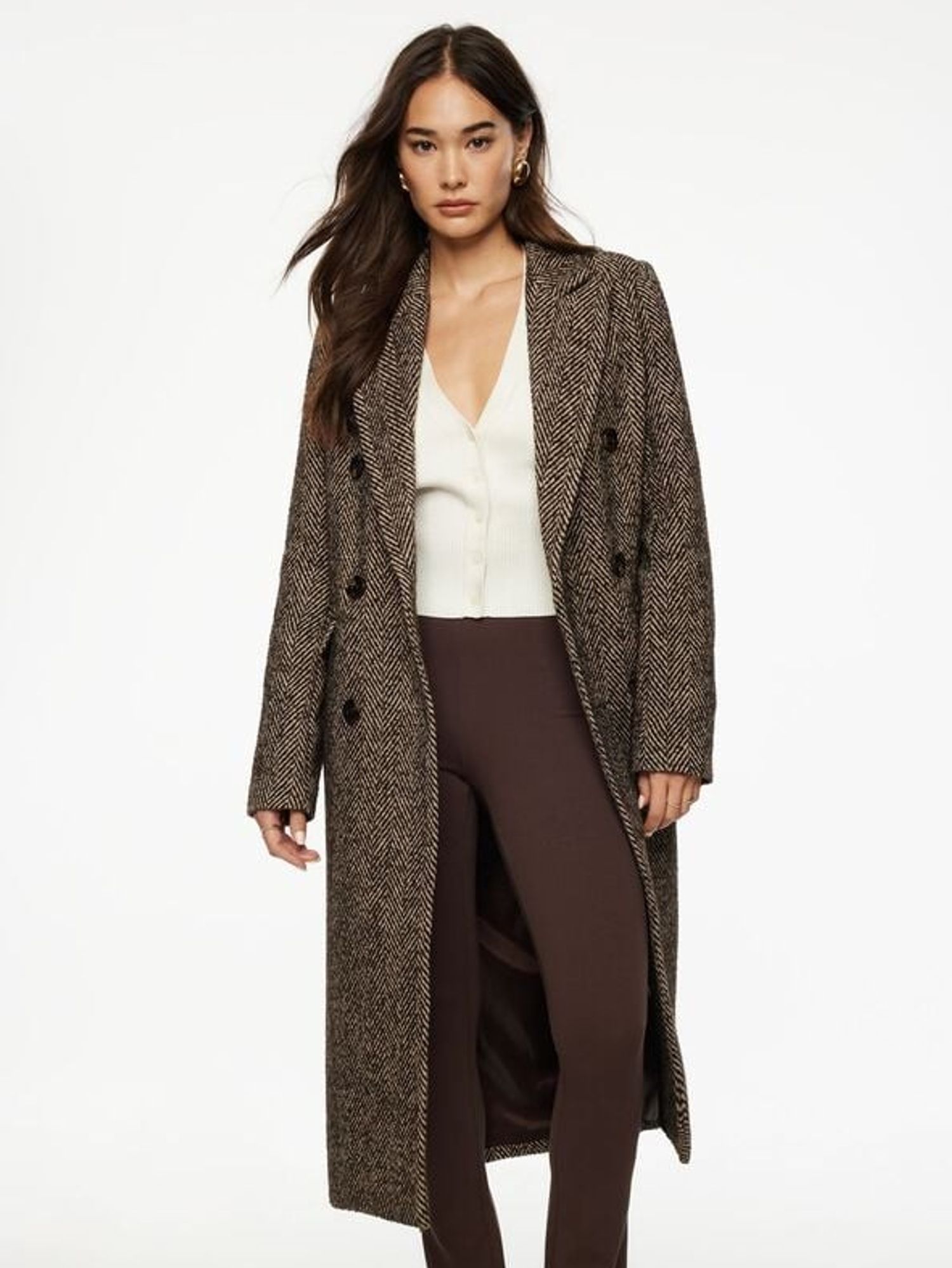 Dynamite Double Breasted Herringbone Coat