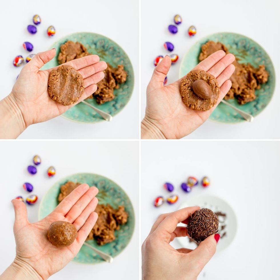 Easter Cadbury Creme Egg Truffles Recipe step2 collage