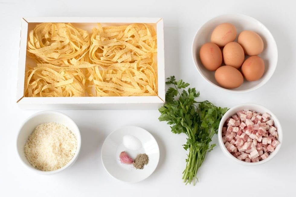 Easter Egg Carbonara ingredients