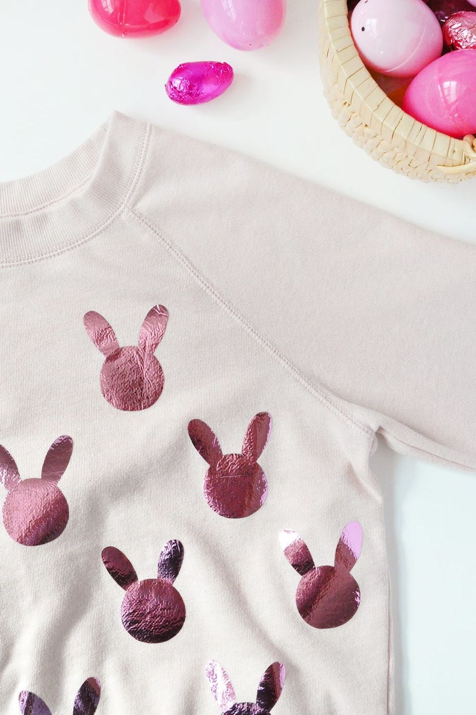 Make Your Own Metallic Pink Bunny Sweater for Easter - Brit + Co