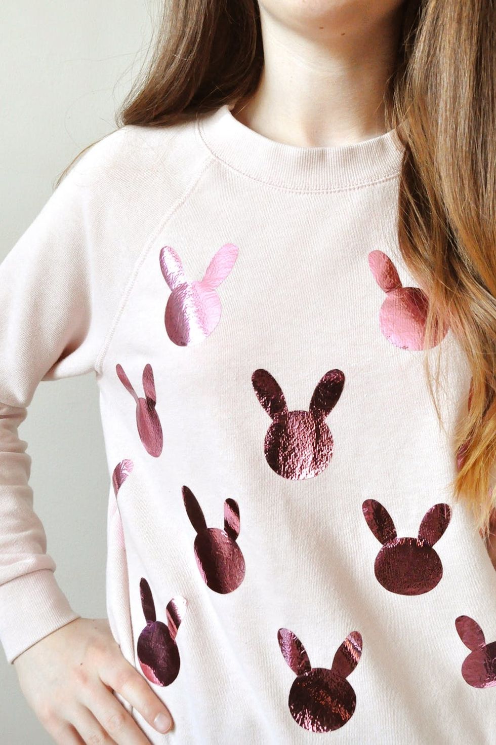 Easter Metallic Pink Bunny Sweater