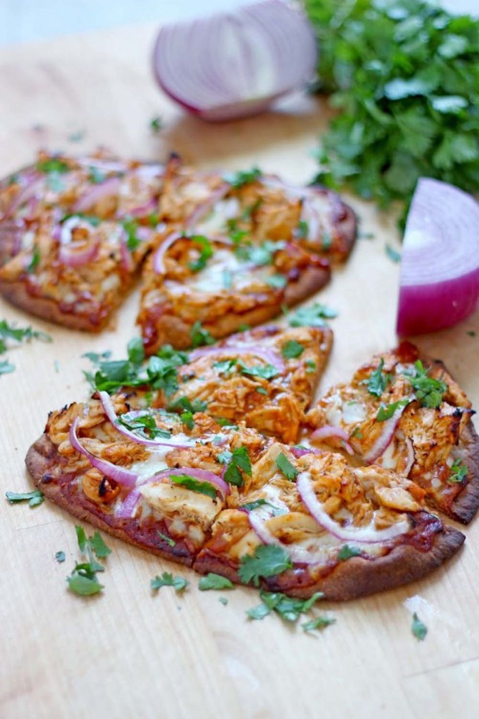 Easy BBQ Chicken Naan Pizza