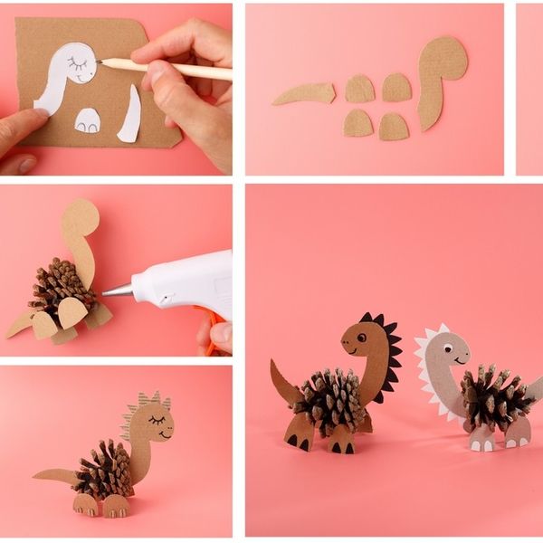 Easy Fall DIY Projects pinecone dinosaur