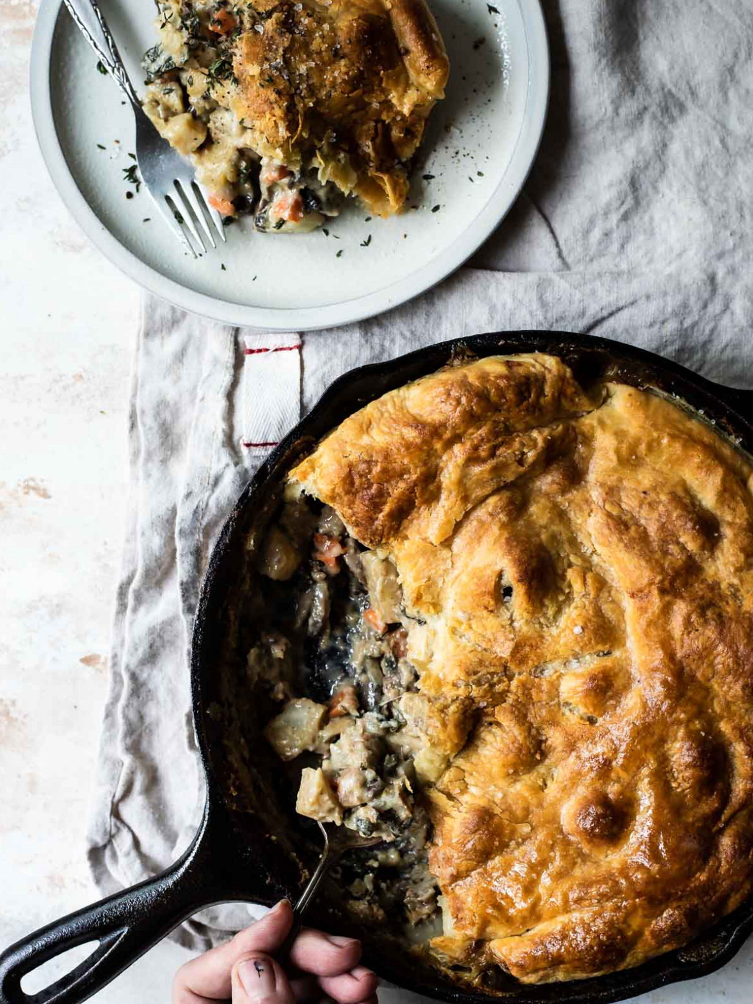 easy vegetable recipes pot pie in cast iron skillet
