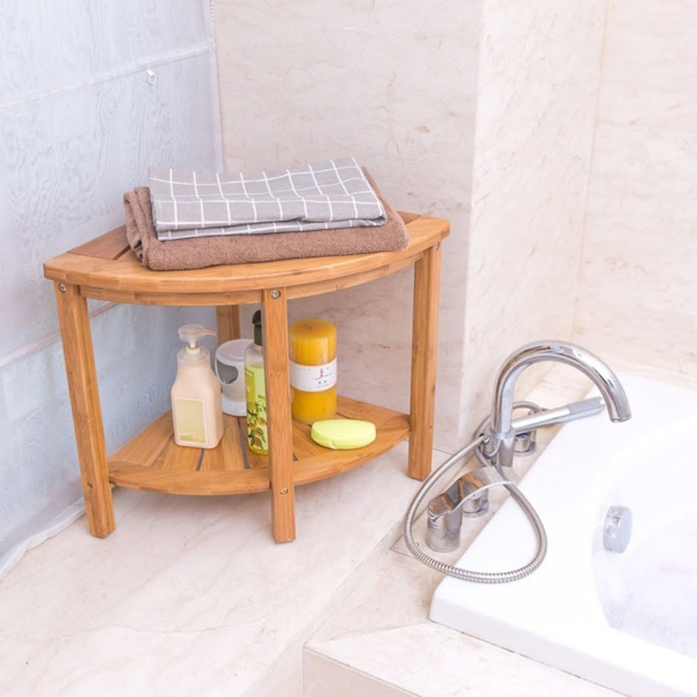 Ecobambu Bamboo Corner Shower Bench & Shelf