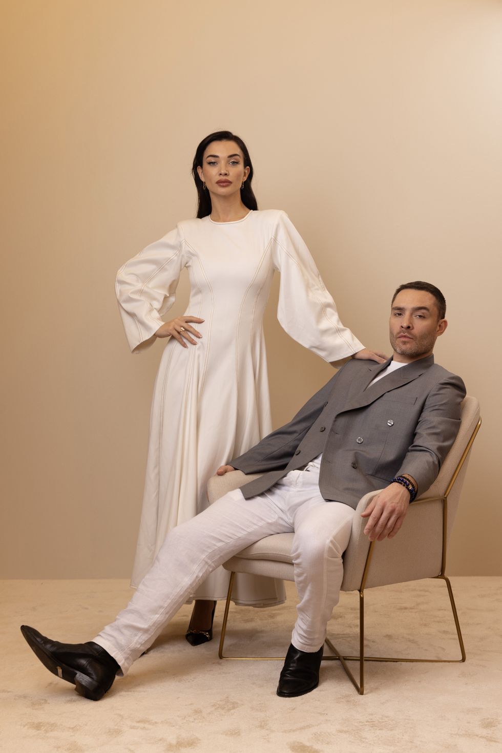 Ed Westwick and Amy Jackson in the studio