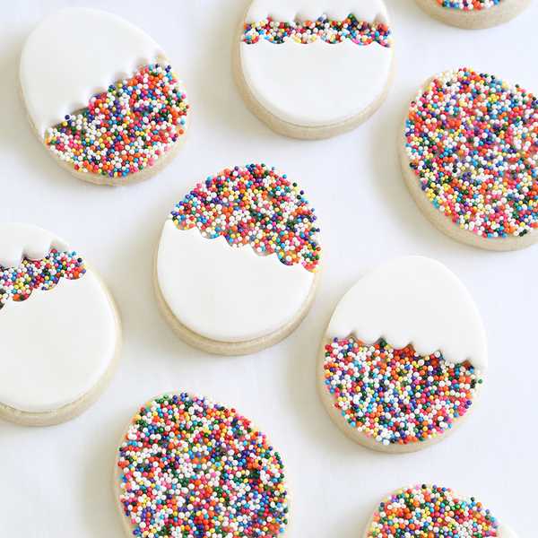 Egg-Shaped Sprinkle Cookies