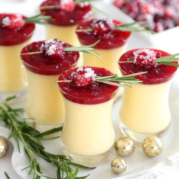 Eggnog Panna Cotta With Spiked Cranberry Sauce
