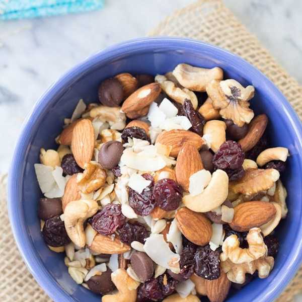Energy Boosting Trail Mix With Toasted Coconut and Dark Chocolate