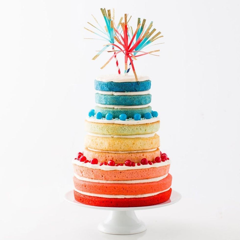 Epic 9-Layer Red, White, and Blue Cake