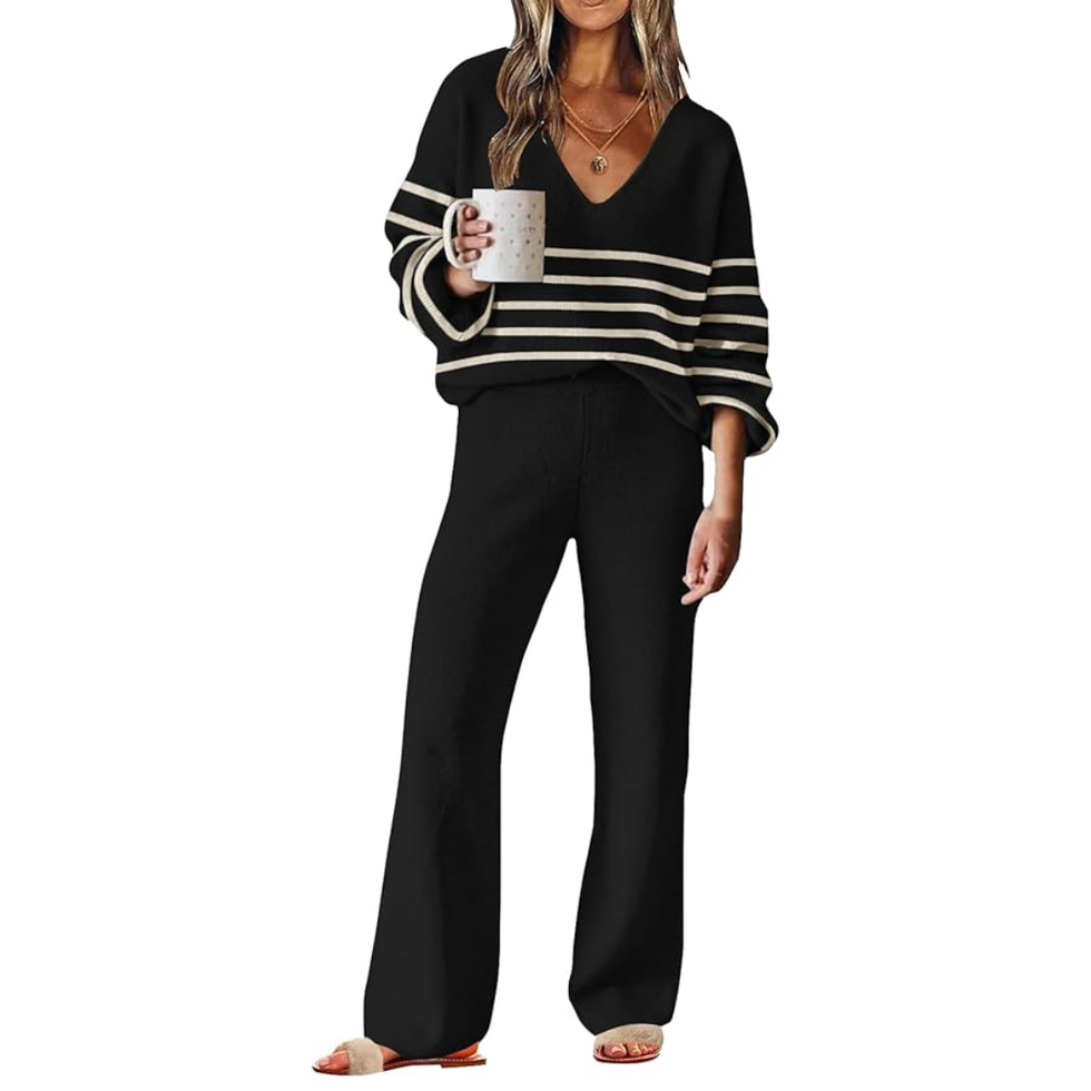 Etcyy Striped Long Sleeve Lounge Set