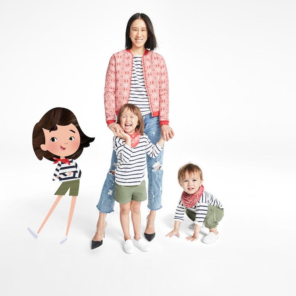 Eva Chen and family posing in Janie and Jack collection