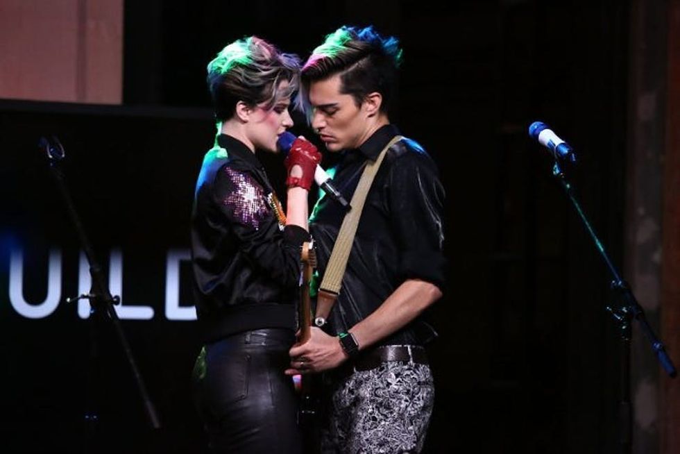 Evan Rachel Wood and Zach Villa on stage