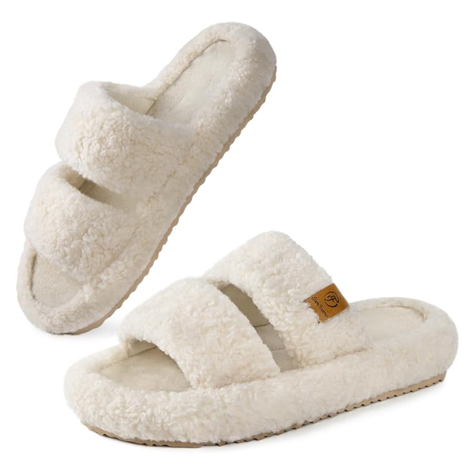 EverFoams Fuzzy Open-Toe Slippers