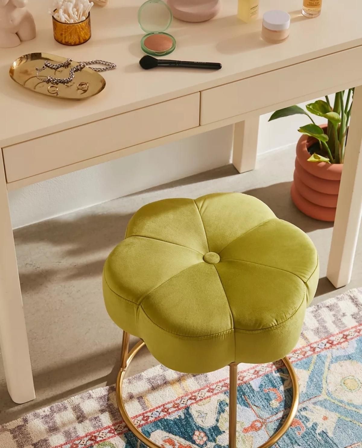 everything you need for a vanity green flower stool
