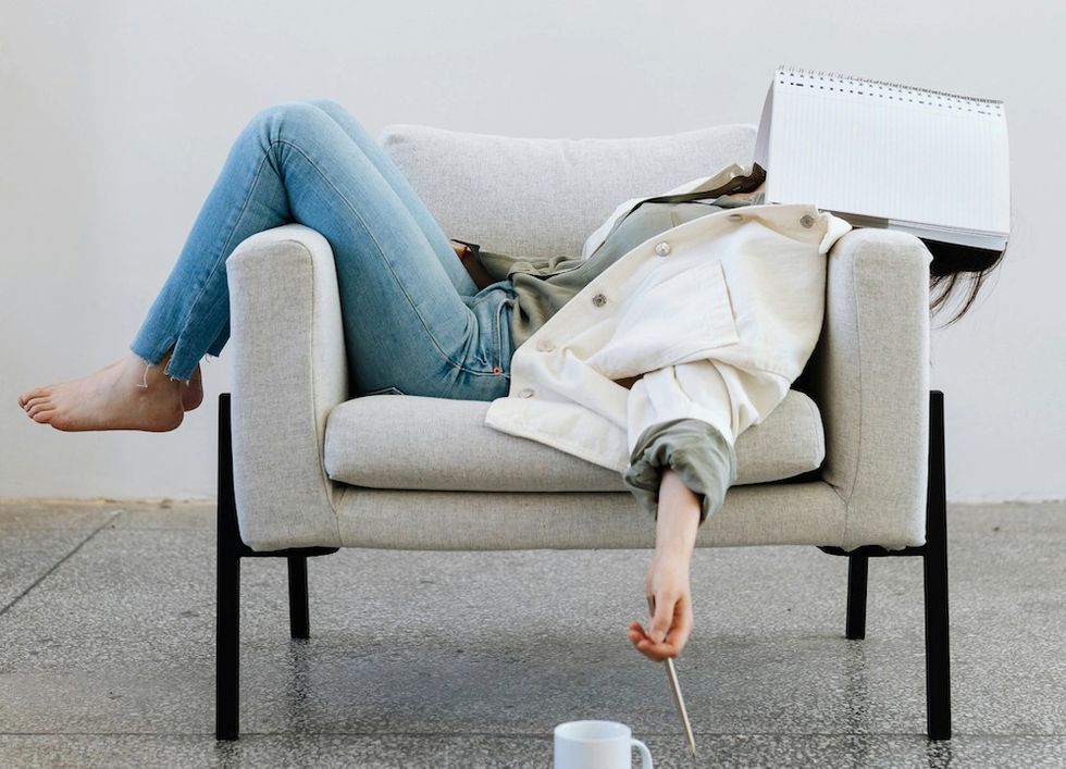 exhausted, burnt out woman