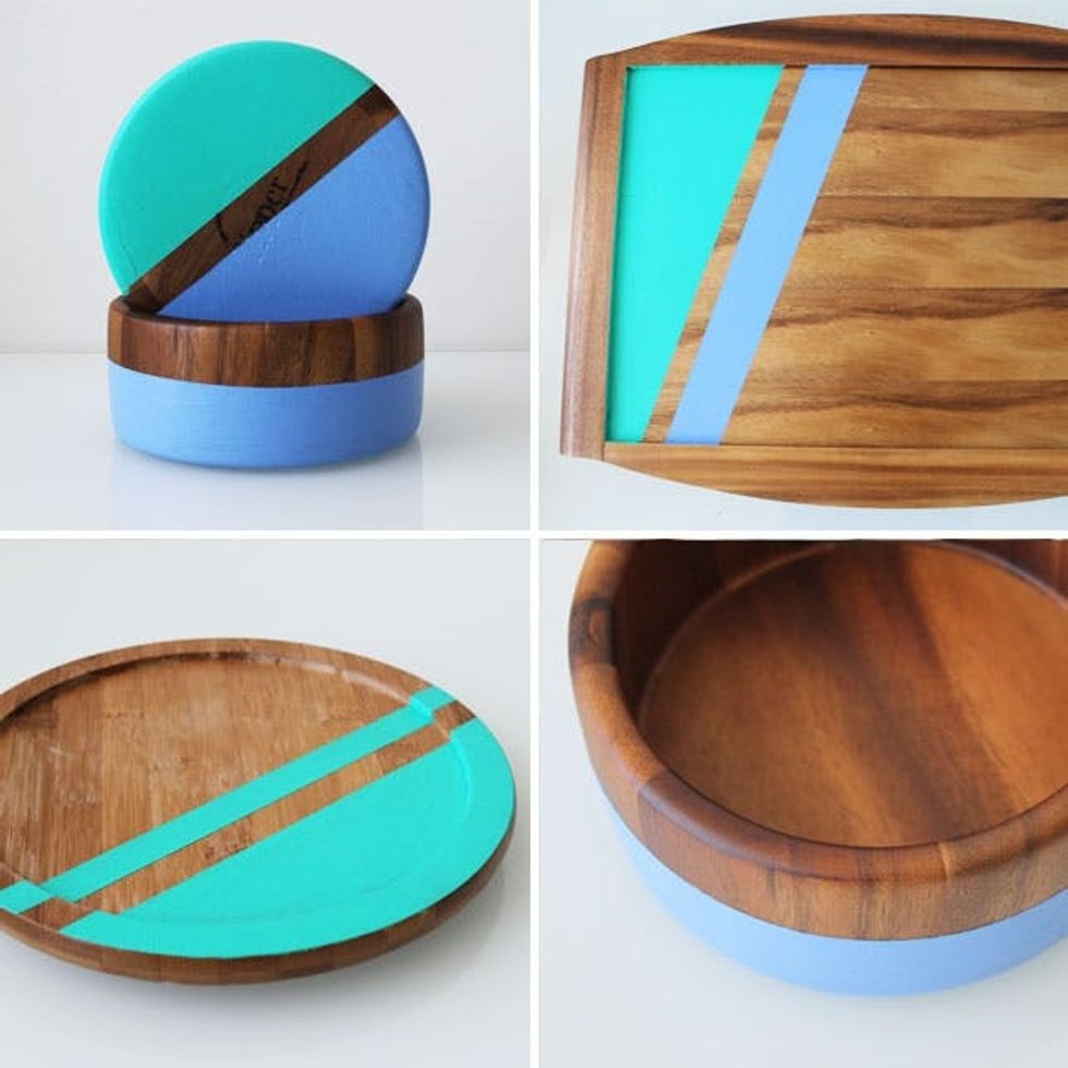 Pep Up Your Table Color Blocked Wooden Bowls Brit + Co
