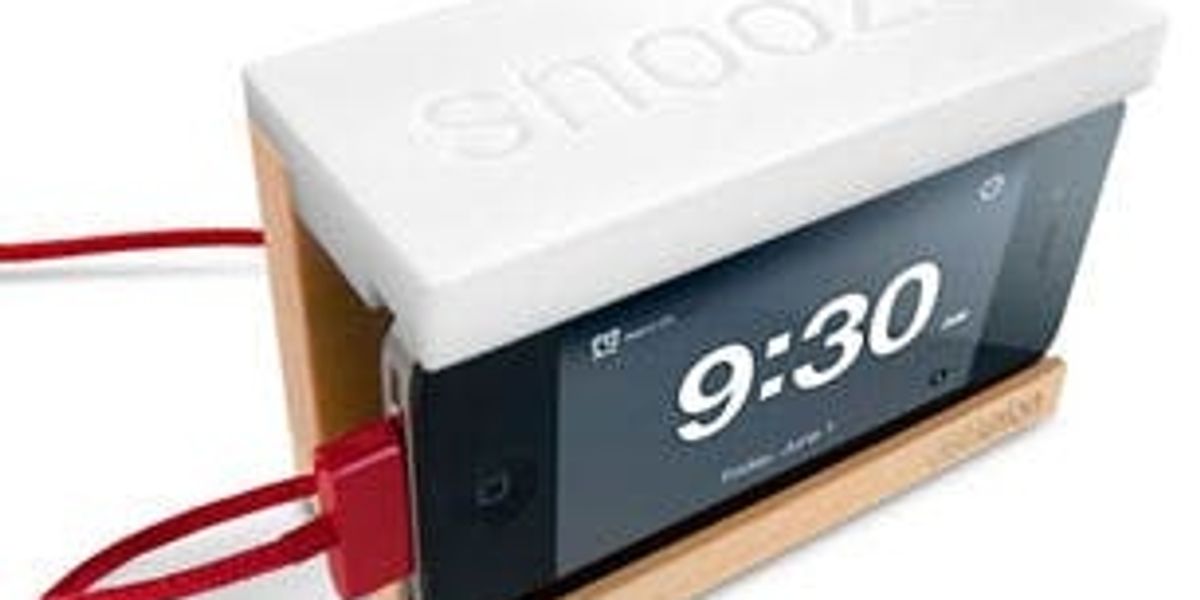 Snooze! An iPhone Alarm Dock with a Giant Snooze Button Brit + Co