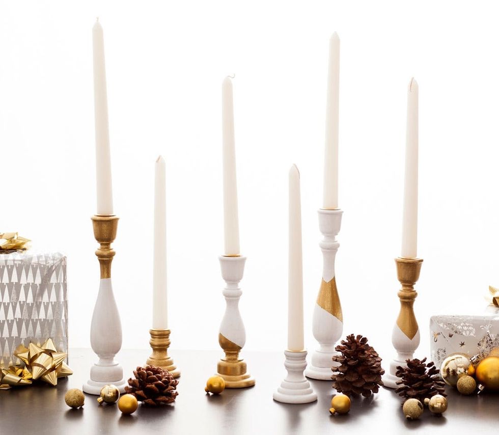 DIY White and Gold Candle Holders in Under an Hour Brit + Co