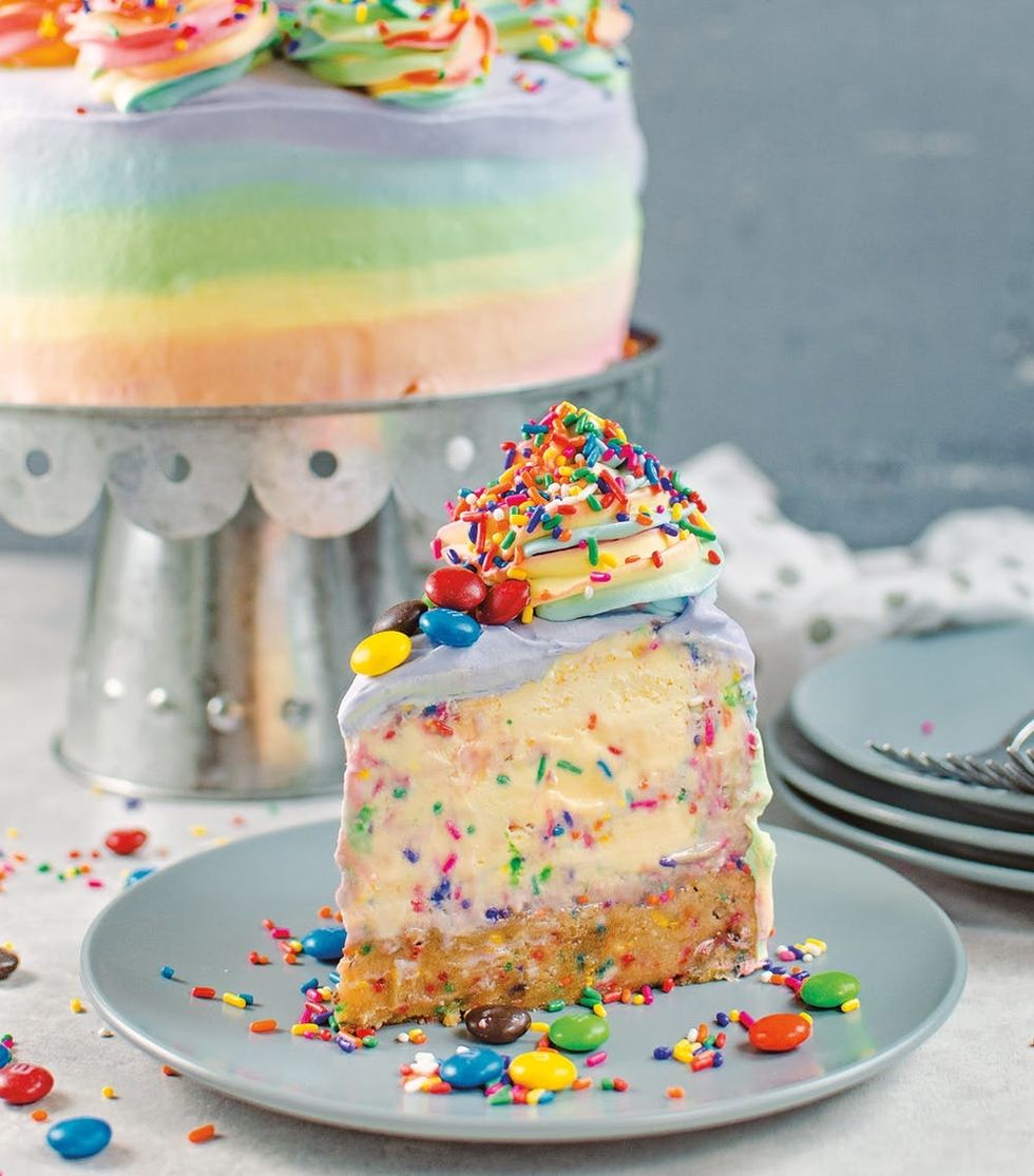 You’ll Want to Dive Headfirst into This Rainbow Funfetti Ice Cream Cake