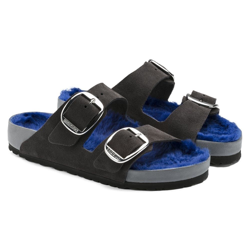 fuzzy black birkenstocks