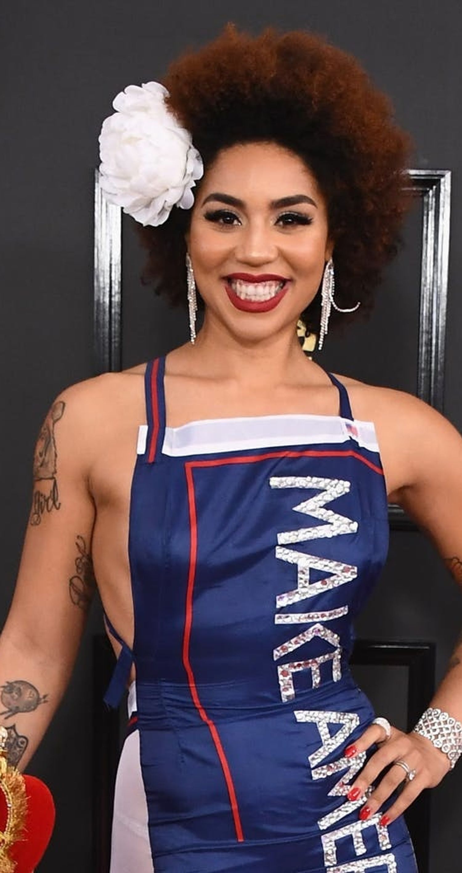 Singer Joy Villa Just Rocked a Pro-Trump Dress on the Grammys Red Carpet