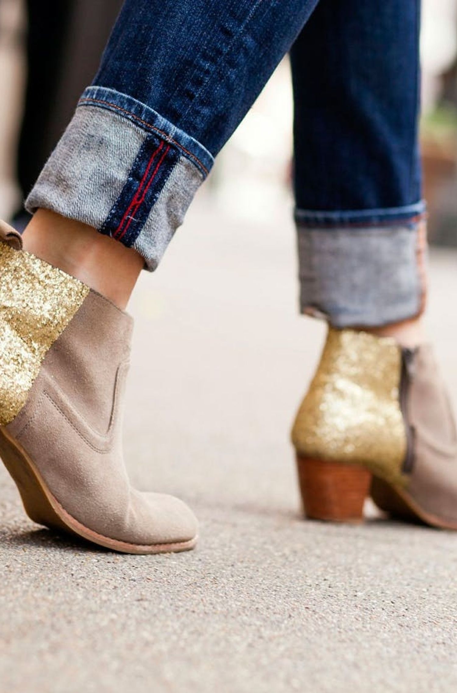 Get on This DIY Basic Glitter Booties Brit + Co