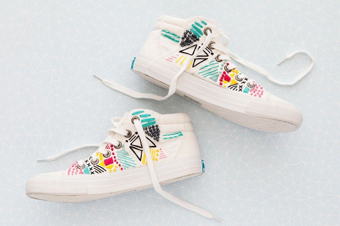 embroidered canvas shoes