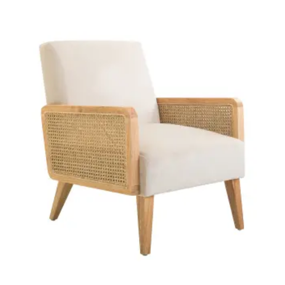 brown and cream armchair