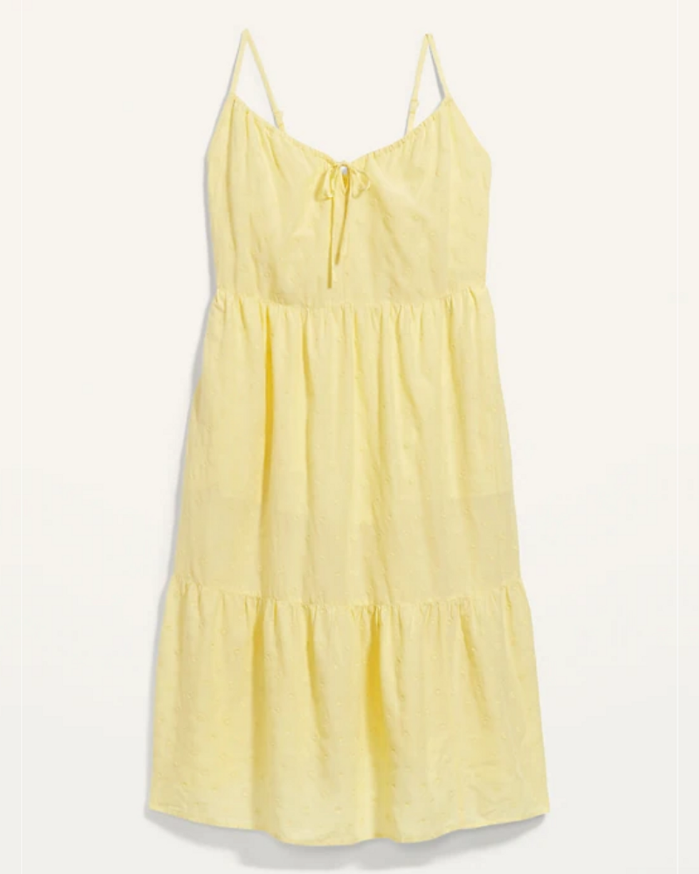 yellow old navy sundress with embroidery