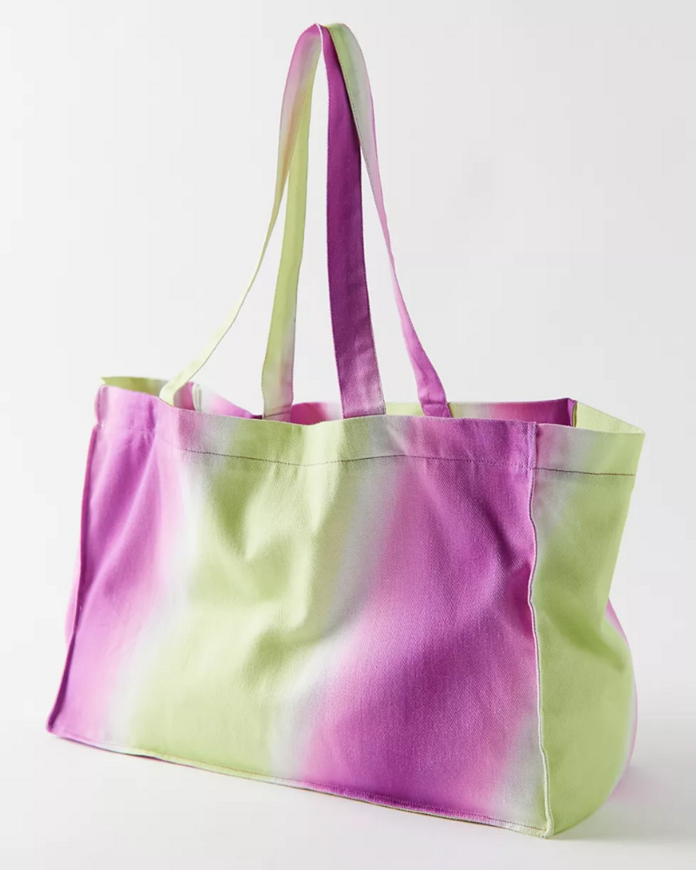 purple and green \u200bHosbjerg Awa Tie-Dye Cotton Tote Bag