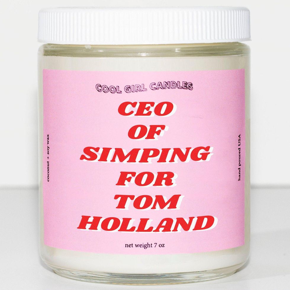 pink and red CEO of Simping For Tom Holland Candle
