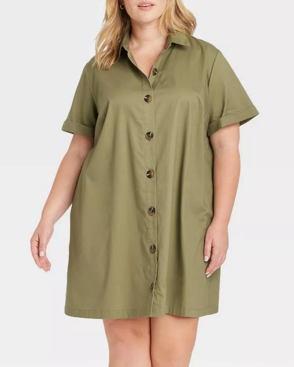 Who What Wear Button-Up Trapeze Dress