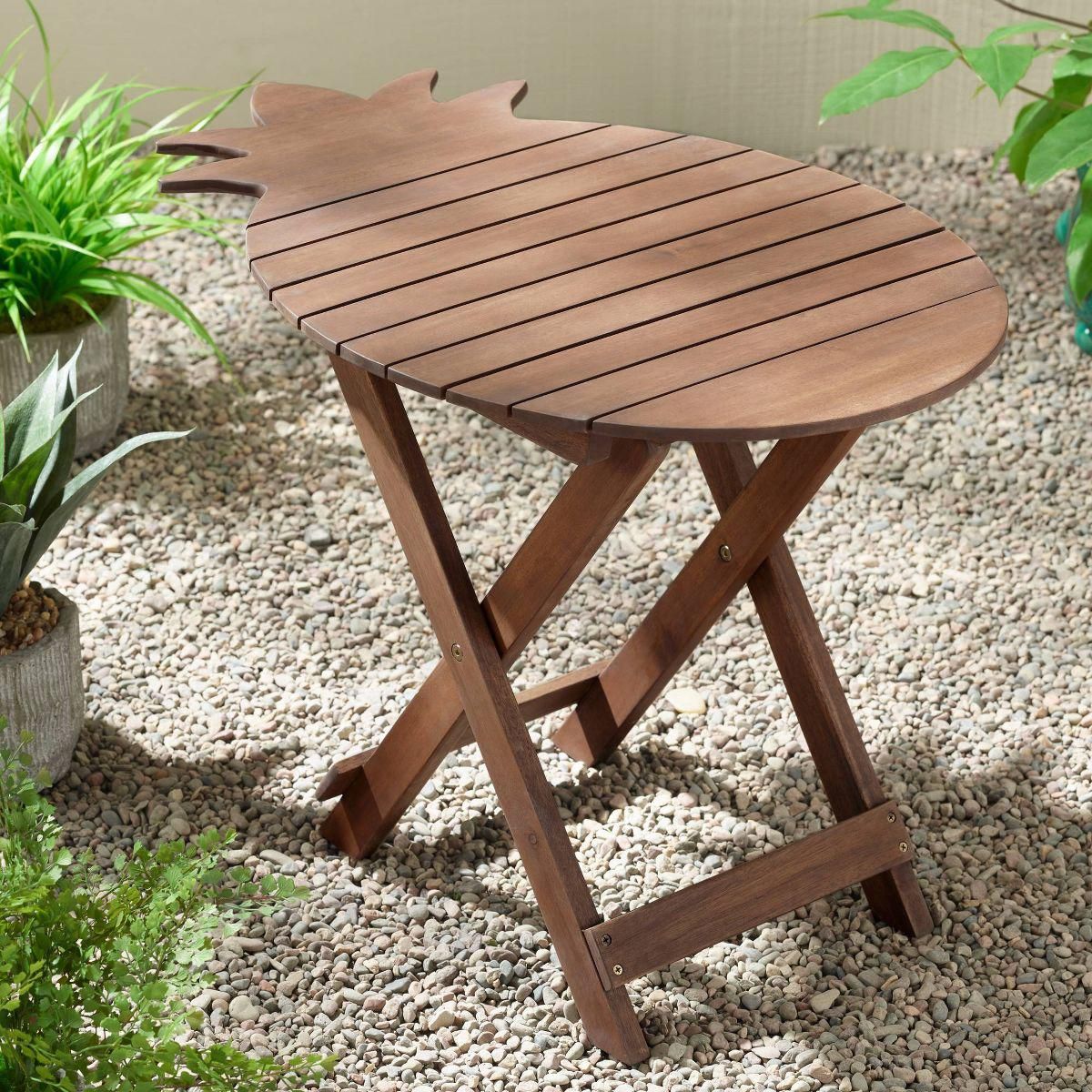 Teal Island Designs Modern Acacia Wood Outdoor Folding Table