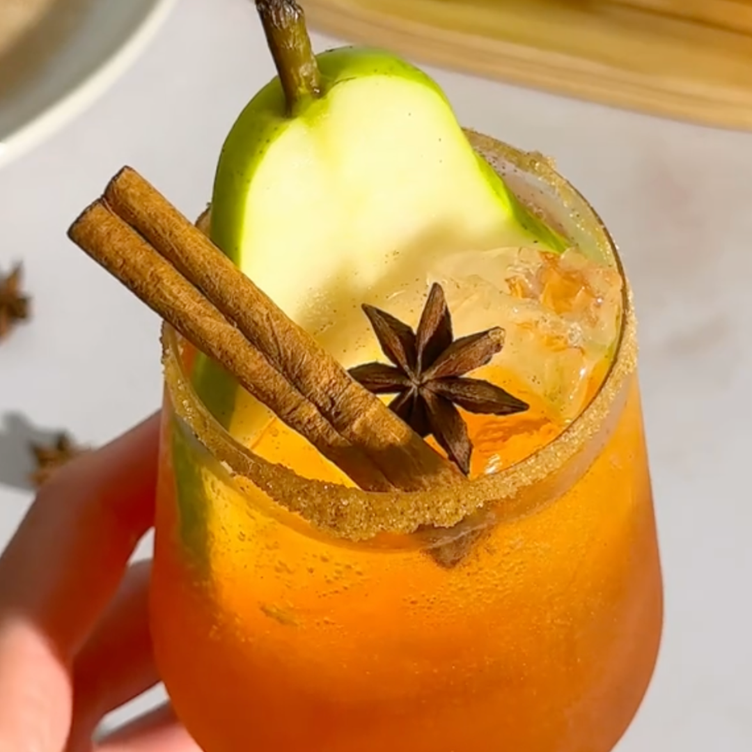 fall aperol spritz recipe with cinnamon and pear