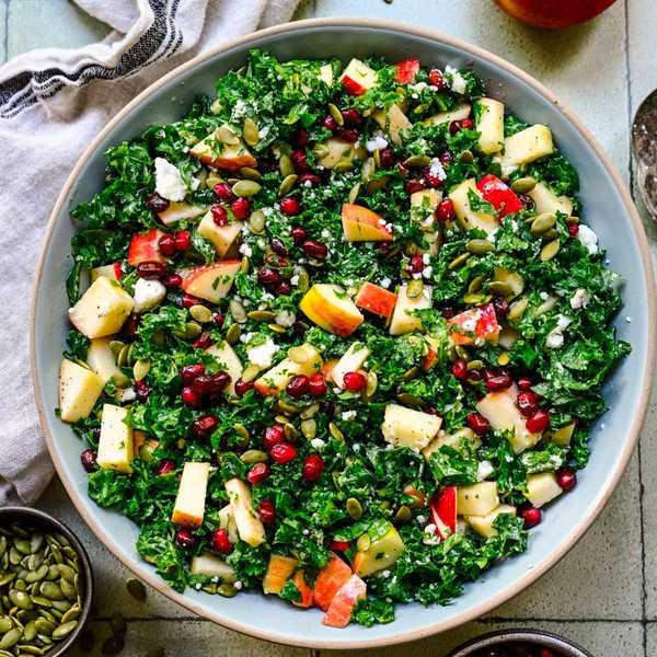 Fall Kale Salad with Apple Cider Vinaigrette