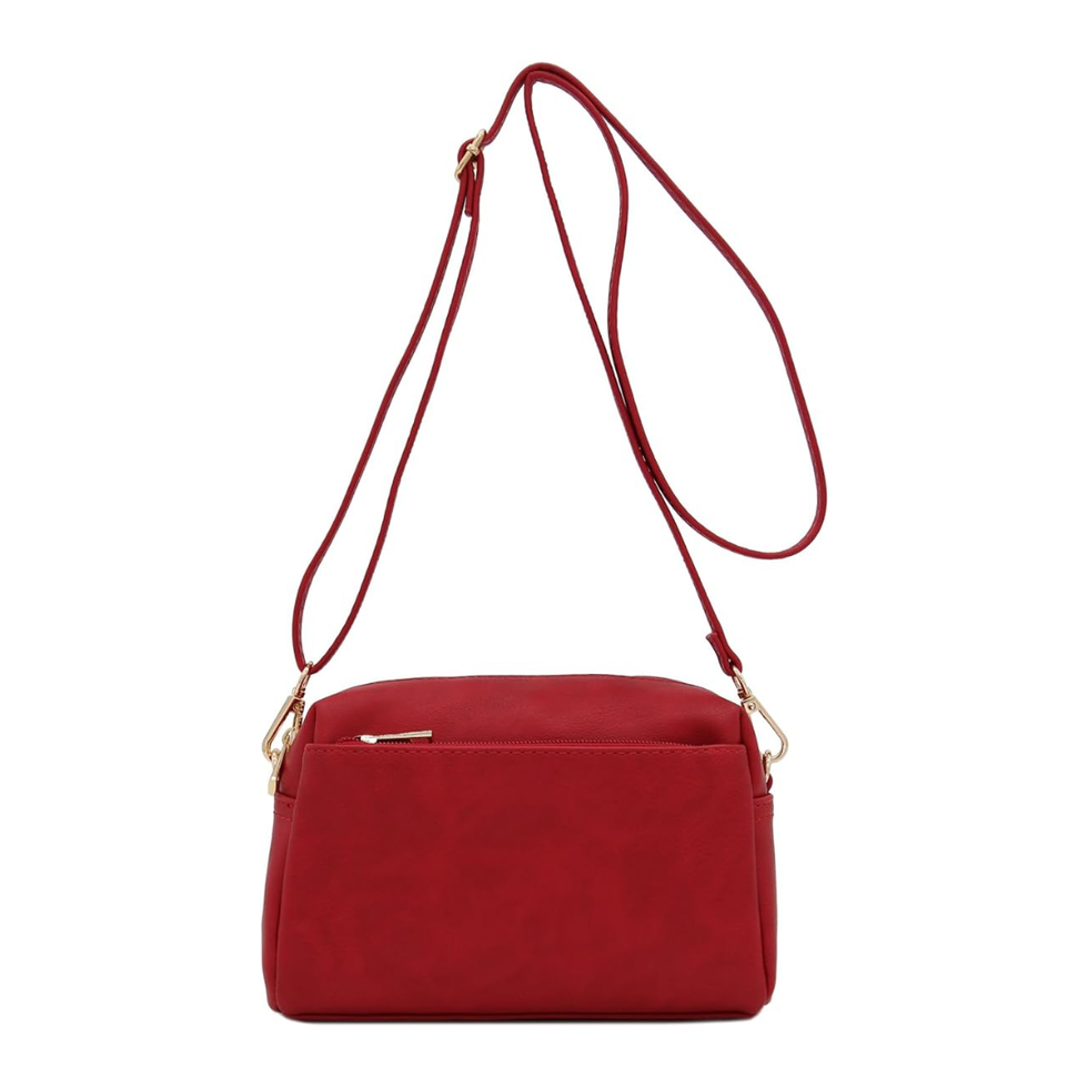 FashionPuzzle Triple Zip Small Crossbody Bag