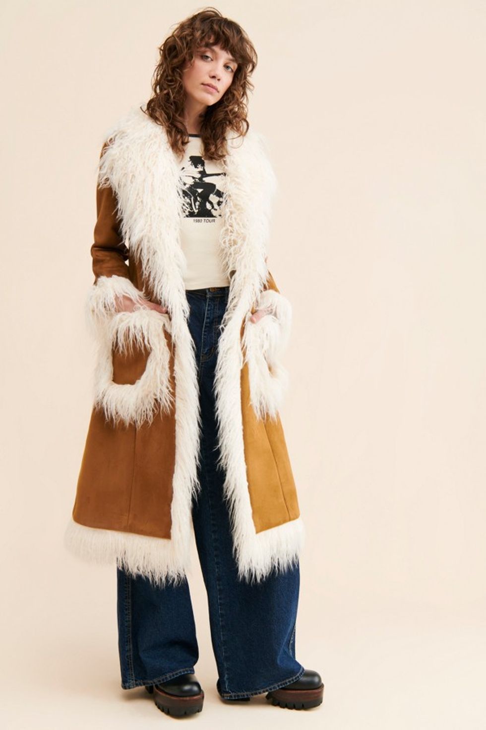 faux fur trimmed coat