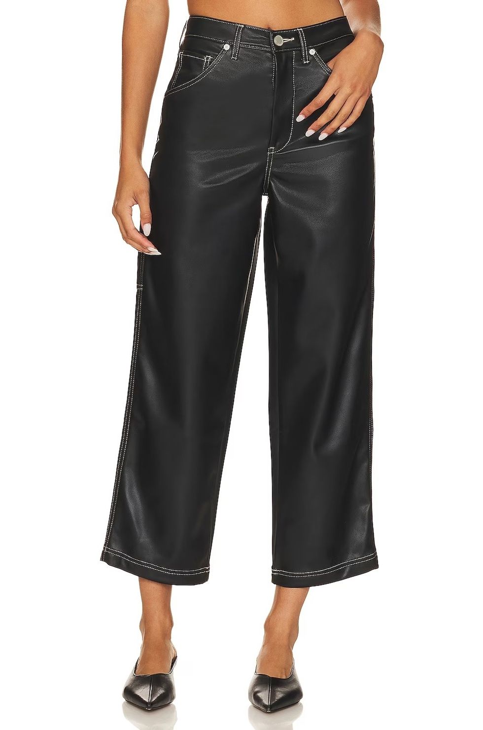Faux Leather Carpenter Pants