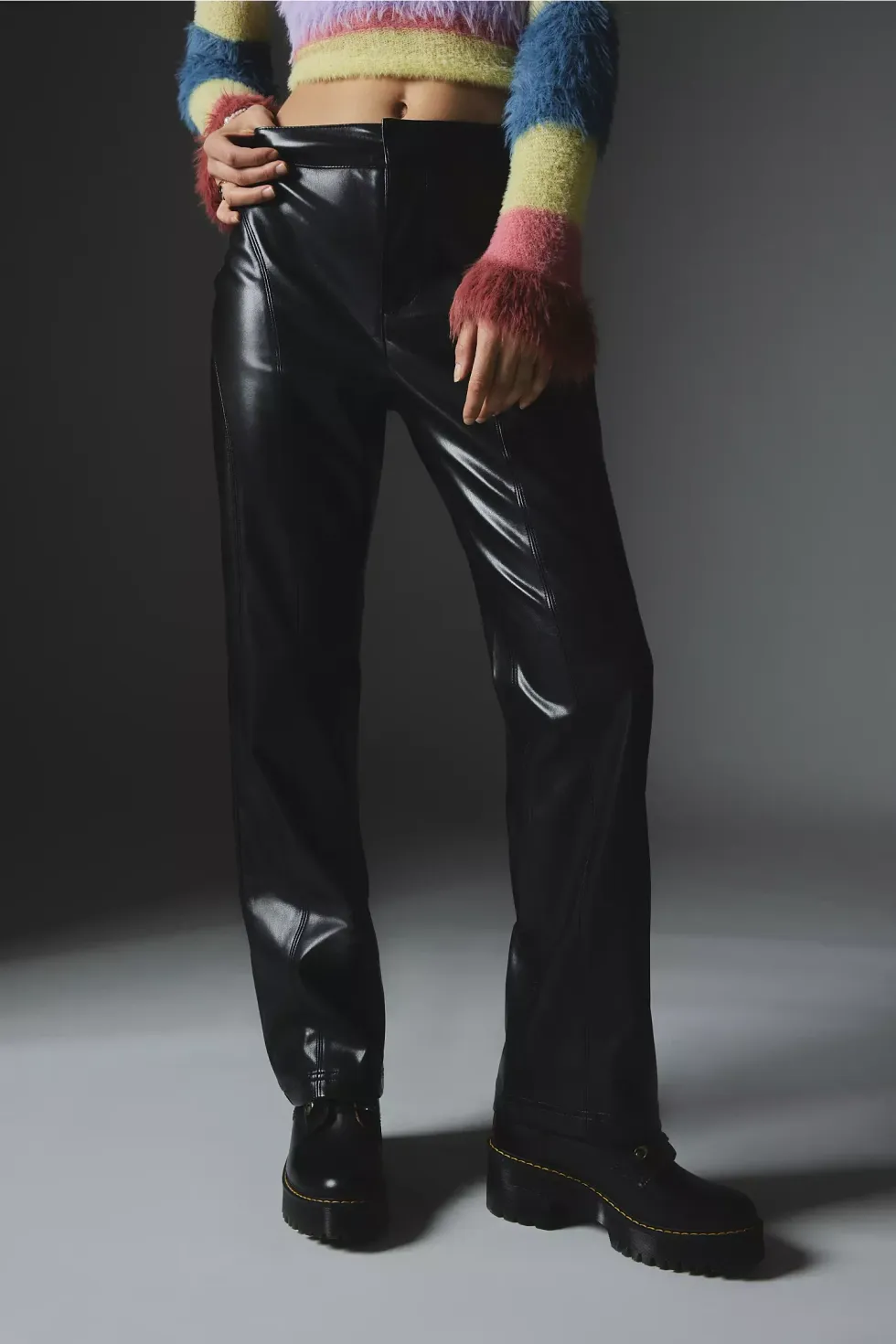 Faux Leather Straight Leg Pants